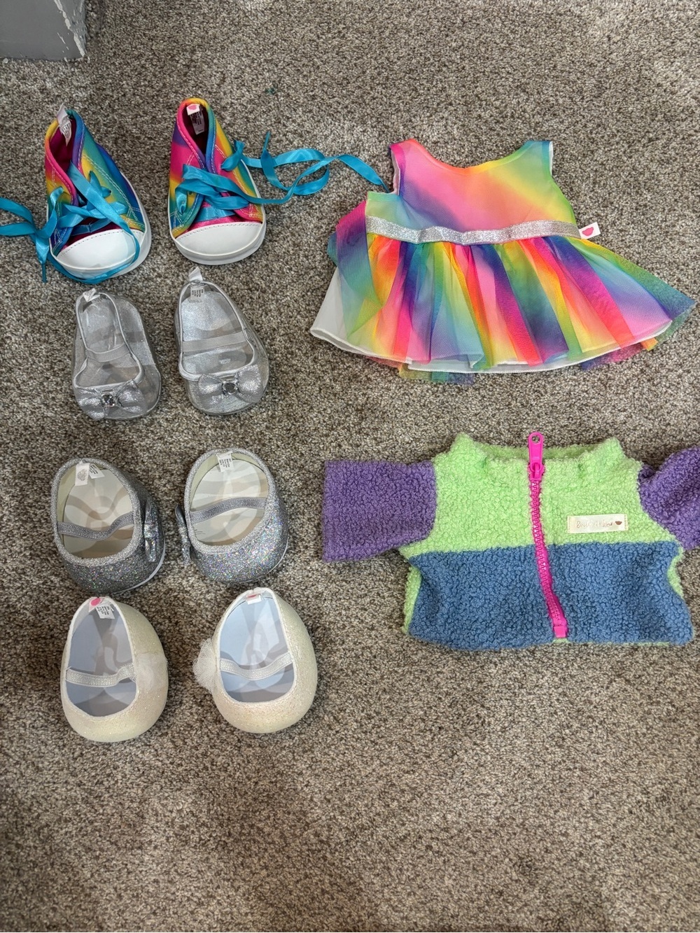 Build A Bear Clothes and Shoes Lot Sherpa Zip Up Dress High heel shoes sneakers